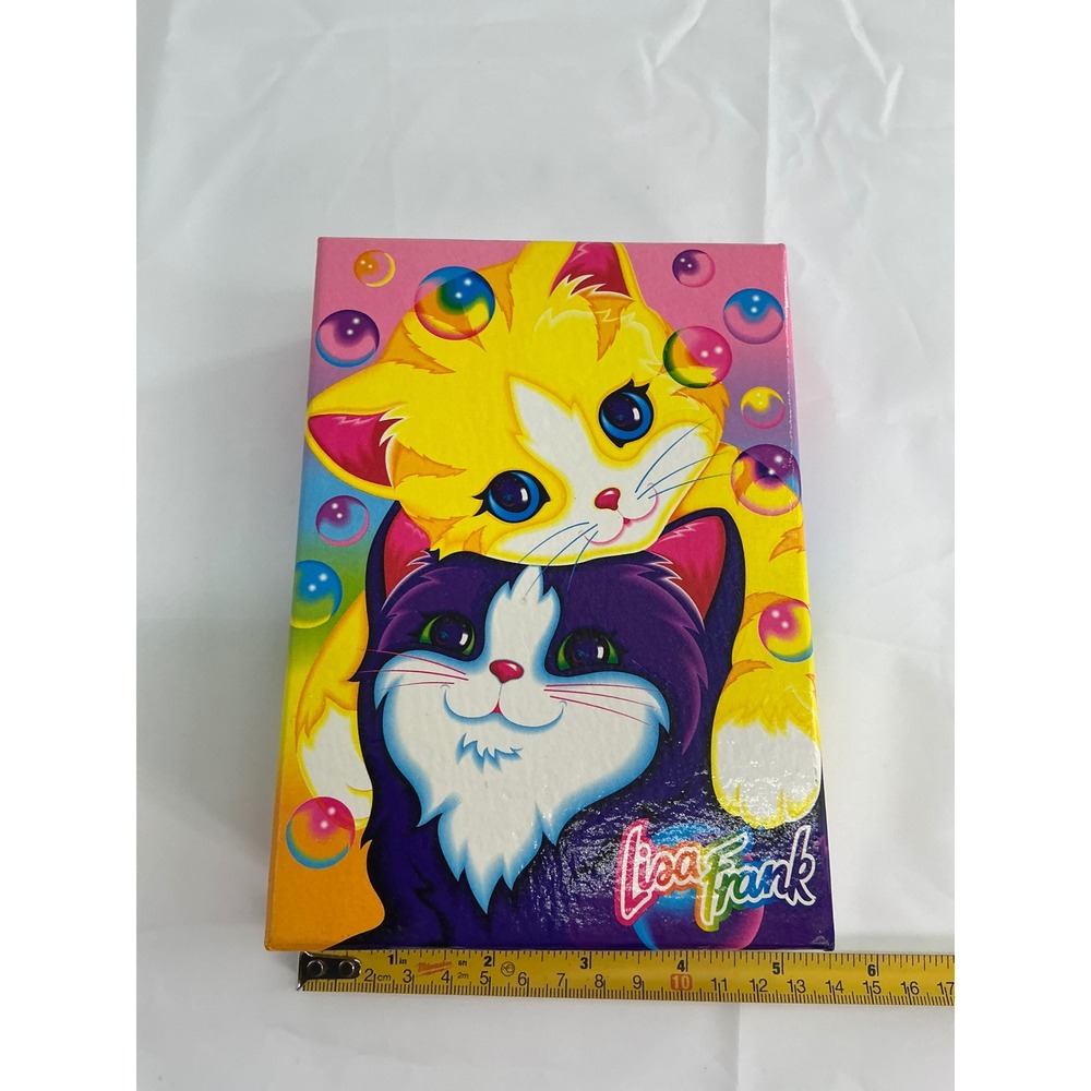 Vintage Lisa Frank Kittens Rainbow Bubbles Stationery Storage Box 90s Nostalgia